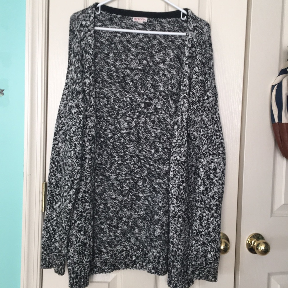 Black and White Knit Cardigan